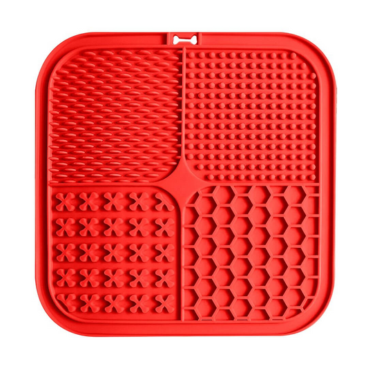 Silicone Dog Licking Mat, 20 × 20 cm, Red/Green