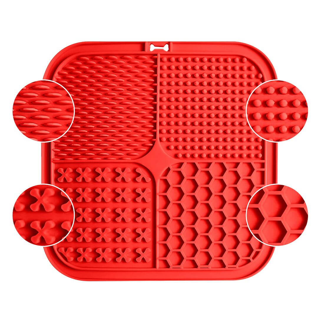 Silicone Dog Licking Mat, 20 × 20 cm, Red/Green