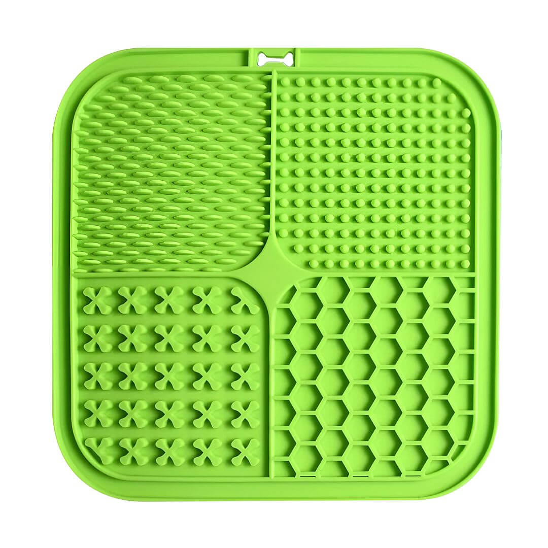 Silicone Dog Licking Mat, 20 × 20 cm, Red/Green